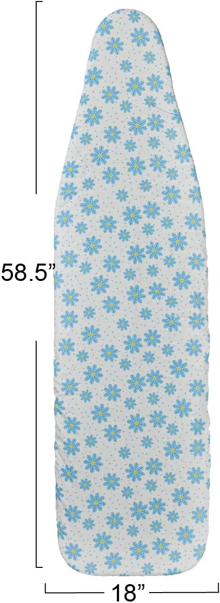 Household Essentials Deluxe Ironing Board Replacement Pad and Cover, Blue Floral Pattern