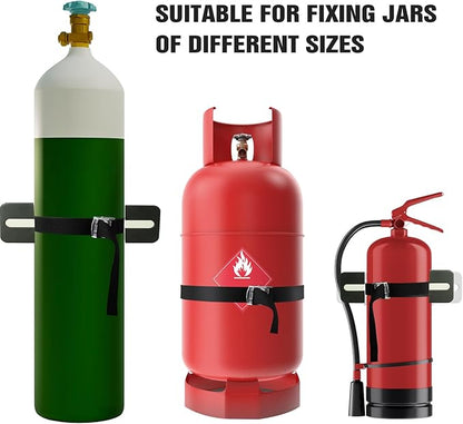 Cylinder Wall Mounted Bracket，Gas Cylinder Holder Wall-Mounted Bracket Propane Tank Bracket with Screws and Safety Belt (Black 1)