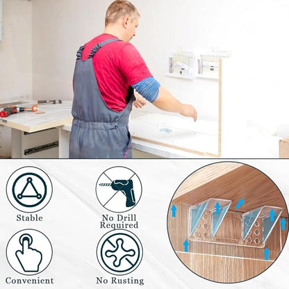 12 Pcs Punch Free Shelf Support Peg，Self Adhesive Support Shelf Bracket，Strong Load Bearing for Shelves Kitchen Cabinet Book Closet