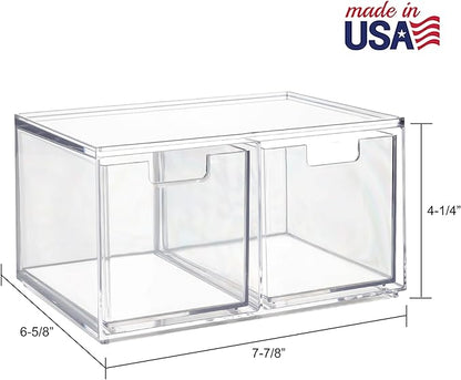 STORi Chloe Space-Saving Clear Drawer Organizer (4 Tall Drawers) Sort Office, Kitchen, Beauty Supplies, Makeup, Pens, Jewelry, Stationary, Made in USA