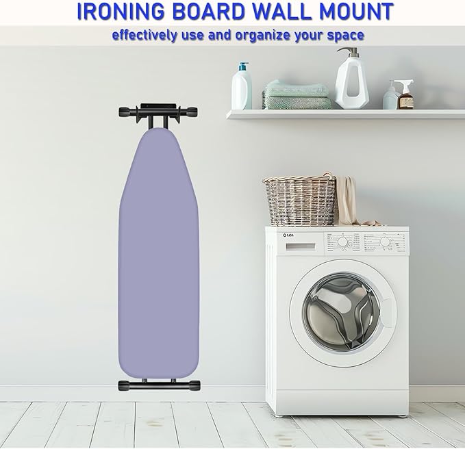 Ironing Board Hanger Wall Mount, Iron Board Hook, Ironing Board Holder Organizer Wall Rack for Y or T Leg, Laundry Room, Black