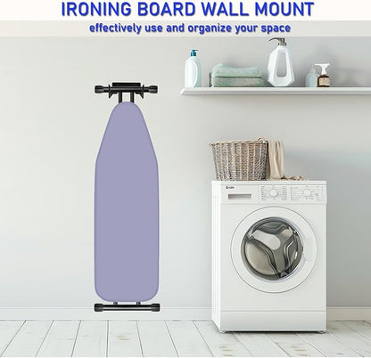 Ironing Board Hanger Wall Mount, Iron Board Hook, Ironing Board Holder Organizer Wall Rack for Y or T Leg, Laundry Room, Black
