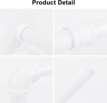 Industrial Iron Pipe Clothes Hanging Bar DIY Wall-Mounted Garment Rack Heavy Duty Clothing Rack for Bedroom, Laundry Room, Closet Storage (White 28 inch)