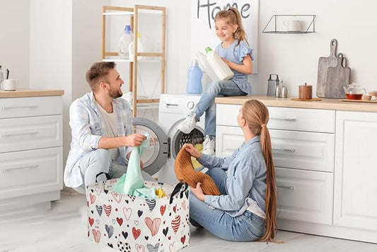 Rectangular Kids Storage Basket,Heart Baskets Organizer.Cute Storage Bin with Handles. Love Basket,Girls Room Decor,Toys Box,Gifts Bins Empty.(Line Love)