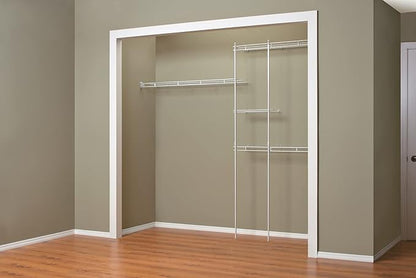 ClosetMaid Wire Closet Organizer System, Adjustable from 5 to 8 Ft., with Shelves, Hardware, Durable Steel, Fixed Mount Installation, White
