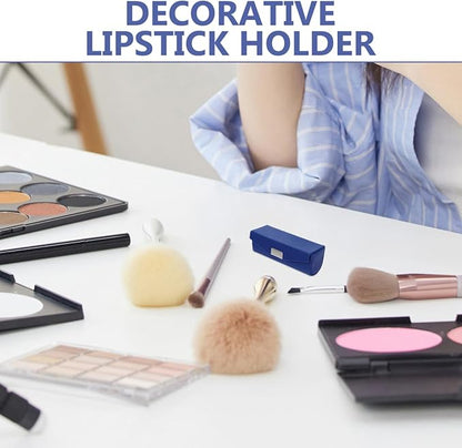Womens Wallet PU Leather Lipstick Case with Mirror Lipstick Holder Portable Organizer Travel Cosmetic Containers for Gloss Blue Womens Wallets