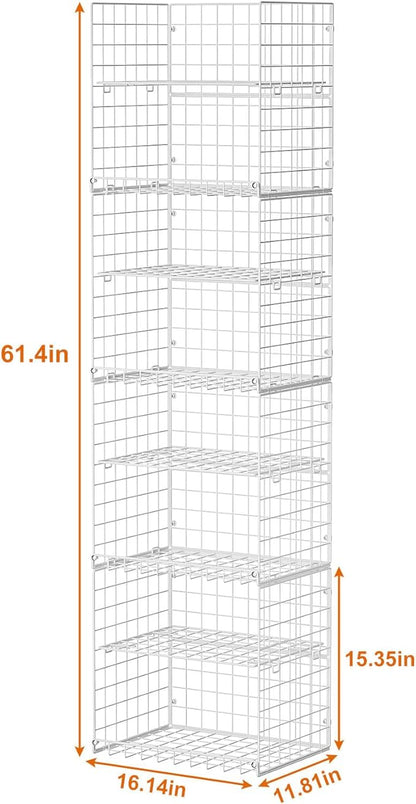 8-Tier Stackable Closet Organizers, Foldable Wardrobe Basket, Metal Closet Organizer and Closet ShelvesWhite