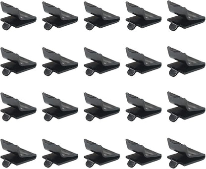 Adjustable Steel Pilaster Shelf Clip Support, Shelving Bracket Clips for Metal and Wood Shelves (20, Black)