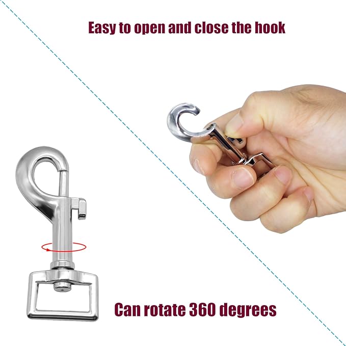 4 Pack Swivel Bolt Snap Hooks Dog Leash Hooks Dog Clips Trigger Snaps for Heavy Duty Pet Leashes & Collar, Flag Clasp, Single Ended Clip, Key Chain Clasp, Pet Buckle, DIY Project