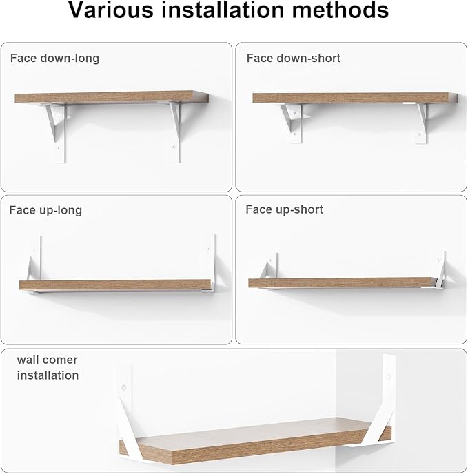 Shelf Brackets,White Shelf Bracket 6 inch x 4 inch,Shelf Support 90° Triangle Angle Brackets for Shelves, Heavy Duty Floating Shelf L Brackets 4Pack