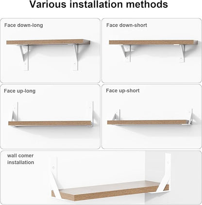 Shelf Brackets,White Shelf Bracket 6 inch x 4 inch,Shelf Support 90° Triangle Angle Brackets for Shelves, Heavy Duty Floating Shelf L Brackets 4Pack