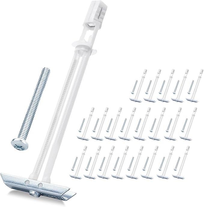 Heavy Duty Drywall Anchor Bolts with 3/16”-24 Bolts for TV Mounting Kits Stainless Steel Hollow Wall Anchors Holds Up to 240 lbs on 1/2-In Drywall 22 Pack Drywall Anchors for Heavy Duty Wall Anchoring