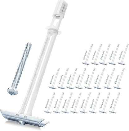 Heavy Duty Drywall Anchor Bolts with 3/16”-24 Bolts for TV Mounting Kits Stainless Steel Hollow Wall Anchors Holds Up to 240 lbs on 1/2-In Drywall 22 Pack Drywall Anchors for Heavy Duty Wall Anchoring