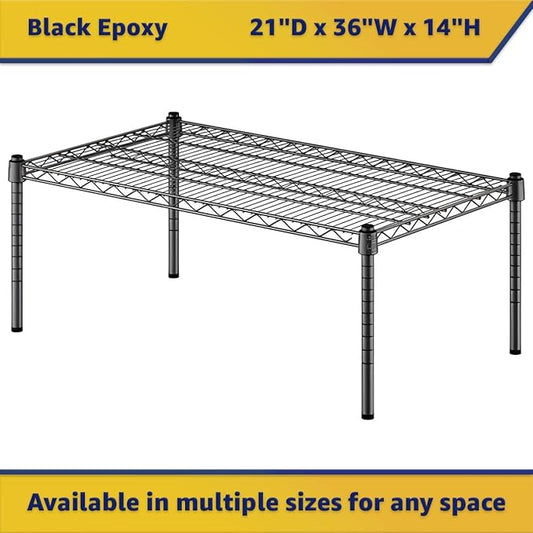 21" x 36" x 14" Black Epoxy Wire Storage Shelf, Dunnage Rack, Commercial 1 Tier Small Shelf
