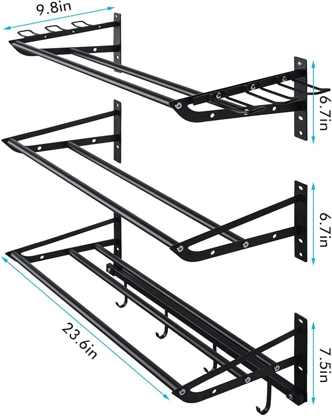 XCSOURCE Garage Sports Equipment Storage Rack with 3 Separate Shelf, Ball Rack, Sport Equipment Organizer with 4 Hooks for Badminton Racket, Basketball Rack for Basketball Football Rugby