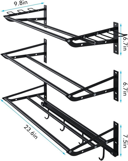 XCSOURCE Garage Sports Equipment Storage Rack with 3 Separate Shelf, Ball Rack, Sport Equipment Organizer with 4 Hooks for Badminton Racket, Basketball Rack for Basketball Football Rugby