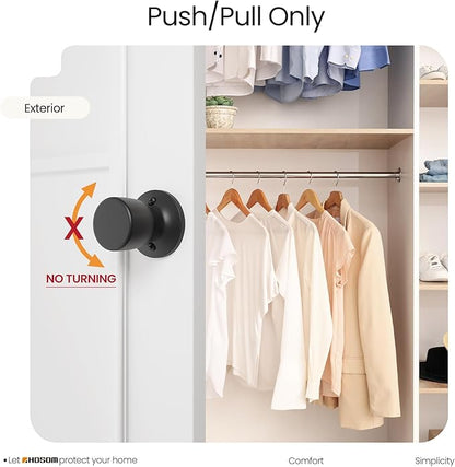 HOSOM 6 Pack Dummy Door Knobs，Matte Black Door Knobs Keyless Interior/Exterior Door Lockset, Modern Black Knobs Closet Door Knobs, Individual Non-Turning Dummy Door Handles