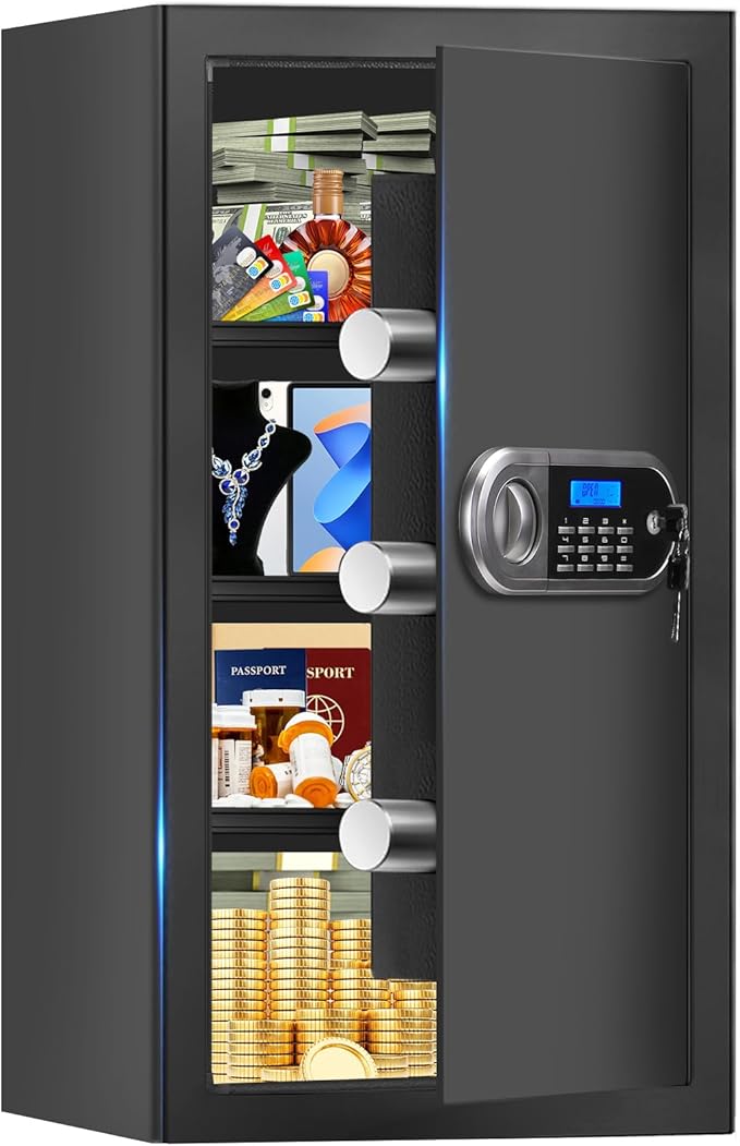 6.0 Cuft Large Fire Proof Safe for Home Documents, Safe Box Fireproof Waterproof with Electronic Keypad, Spare Keys and Alert System, Digital Home Safes Water and Fireproof for Office Money Valuables