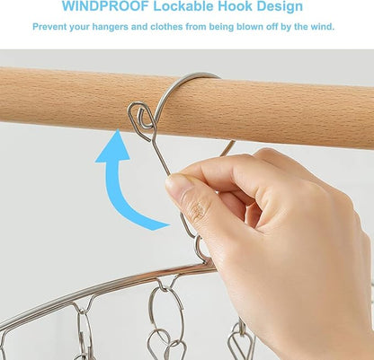 Clothes Drying Rack with 10 Clips, 2 Pack Laundry Drying Rack with Clothes-pegs, Stainless Steel Underwear Hangers for Drying Socks, Bras, Towel, Baby Clothes Hanger Windproof Hanging Clothes Pins
