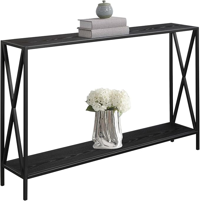 Convenience Concepts Tucson Console Table 47.25" - Modern Sofa Table with Storage Shelf, Entryway Hall Table for Living Room, Black