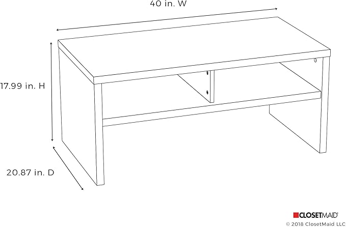 ClosetMaid 1654 Rectangular Coffee Table with Storage Shelves, White