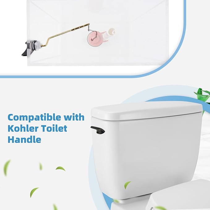 2 Pack Universal Brass Toilet Handle Replacement Kit, Side/Angle Mount Toilet Flush Handle Compatible with Kohler K-GP30324-CP/TOTO/American Standard, Stainless Steel Flapper Chain, Oil Rubbed Bronze