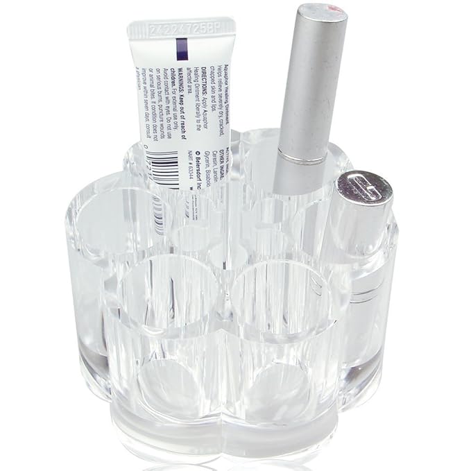 12 Spaces Clear Transparent Acrylic Flower Style Cosmetic and Makeup Brush Holder Stand/Organizer, 5.6 Ounce