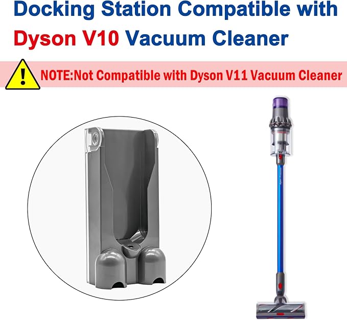 Vacuum Cleaner Docking Station - Wall Mounted Accessories Bracket Compatible with Dyson V10 Cord-Free Vacuum Cleaners | Part no. 969042-01，do not fit Dyson v11 Vacuum Cleaner