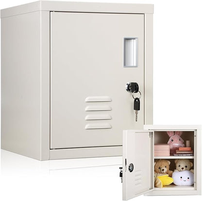 Suzile Lockable Storage Cabinet Metal Lockable Steel Storage Cabinet Organizer Lockers for Employees Vertical Metal Cabinets End Side Table Steel Bedside with Shelf(White)