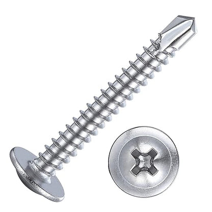 Wensilon（200pcs）#8×1”for Sheet Metal Self-Tapping Screws 410 Stainless Steel Truss Head High-Strength Quick Tapping Screws