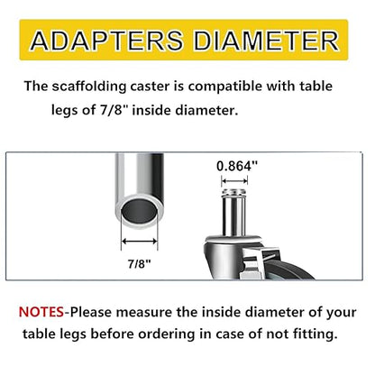 4 inches Casters for Wire Shelving Racks, Heavy Duty Metro Rack Wheels with Brake Set of 4 Stem Casters Scaffolding Wheel Replacement (.864" x 2-3/16")