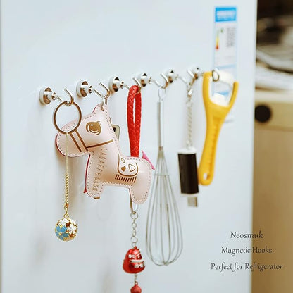 Neosmuk Magnetic Hooks, Cruise Ship Essentials, 30lb+ Heavy Duty Magnetic Hooks for Cruise Cabins, Refrigerator, Grill, Hanging, and Travel | Extra Strong Must-Haves Magnet Hook,Silver,5 Pack