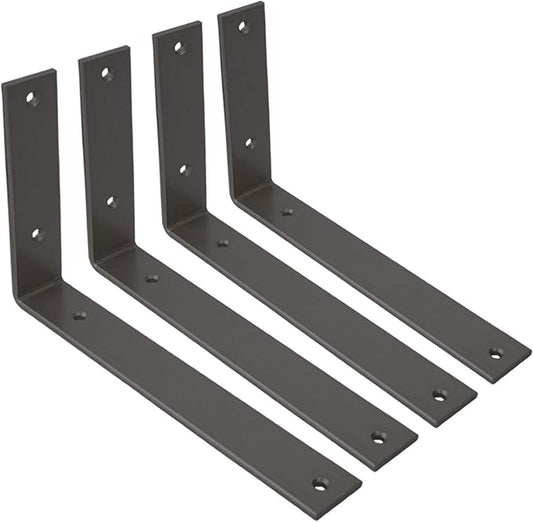 WINKER Shelf Bracket 10 Inch Heavy Duty Black Brackets for Shelves Corner L Bracket for Wall Shelves Metal Iron Shelf Brackets