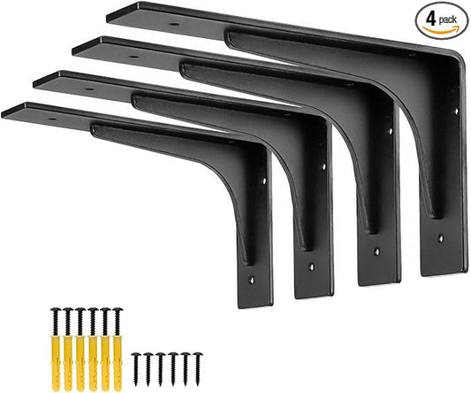 8" x 4.7 "Shelf Bracket ,L Shelf Brackets,max Load 300lbs, Premium Alloy Metal Heavy Duty Shelf Bracket, high Strength Mounting Hardware Included, countertop Support, Pack of 4. (8 INCH x 4.7INCH)