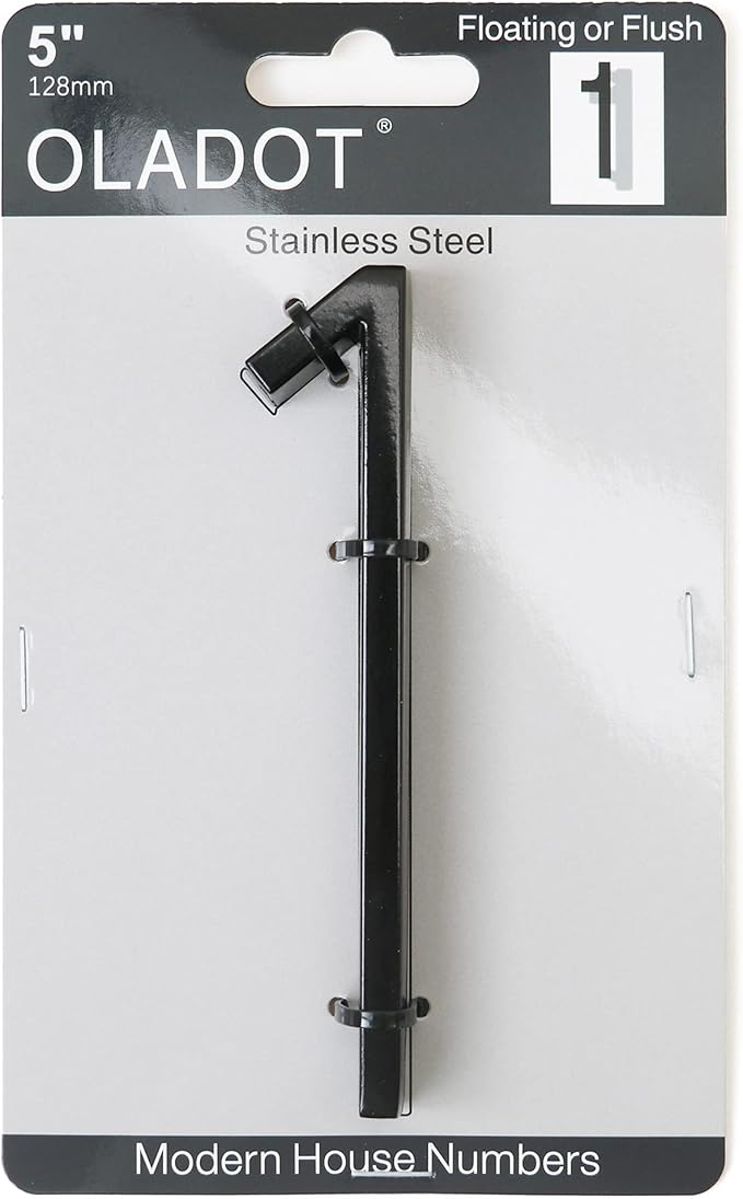 5" Stainless Steel Floating House Number, Metal Modern House Numbers, Garden Door Mailbox Decor Number with Nail Kit, Coated Black, 911 Visibility Signage (1)