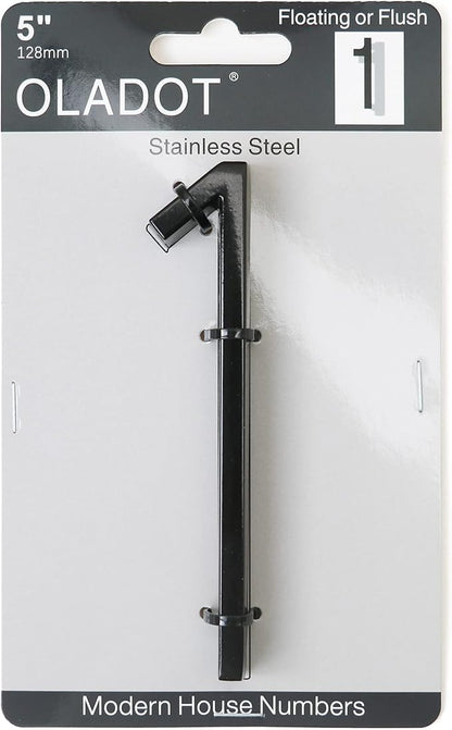 5" Stainless Steel Floating House Number, Metal Modern House Numbers, Garden Door Mailbox Decor Number with Nail Kit, Coated Black, 911 Visibility Signage (1)