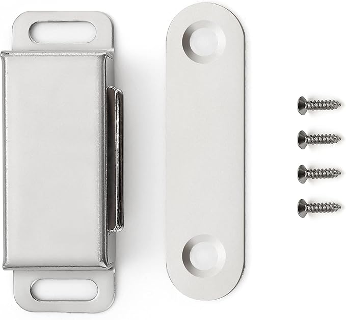 Ravinte 6 Pack Silver Magnetic Door Catch, Brushed Satin Nickel Cabinet Magnets, Strong Magnetic Catch Latch for Kitchen Cabinets, Drawers & Cupboards, Stainless Steel Closures