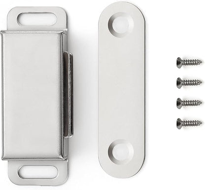 Ravinte 8 Pack Silver Magnetic Door Catch, Brushed Satin Nickel Cabinet Magnets, Strong Magnetic Catch Latch for Kitchen Cabinets, Drawers & Cupboards, Stainless Steel Closures