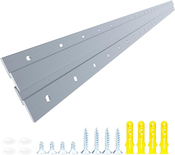French Cleat Heavy Duty, Aluminum French Cleat, Headboard Wall Mounting Brackets with Screws, Heavy Mirror Mounting Hardware (48 Inch-1 Pair, Support 280 lbs)