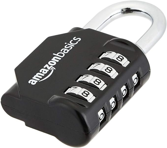 Amazon Basics 4-Digit Combination Lock, Black, 2-Pack