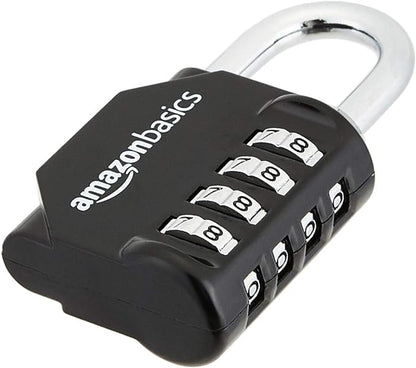 Amazon Basics 4-Digit Combination Lock, Black, 2-Pack