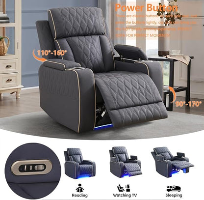 Power Recliner Loveseat Recliner Sofa, Living Room Furniture Sets with LED, Sanded Leather Reclining Loveseat with Cup Holders,Hidden Storage,Double Seat Recliner Couch for Living Room,Office