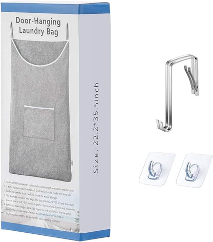X-Large Door Hanging Hamper Bag,2 Pack Large Capacity Hanging Laundry Hamper Basket with Wide Opening Dirty Clothes Laundry Hamper Storage Bag Size 35X22inch(Grey-2Pack)