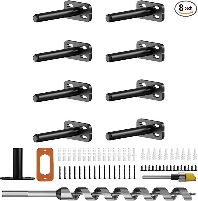 8pcs Wall Shelf Brackets Heavy Duty Floating Shelf Bracket Hidden,Invisible Black Shelving Brackets Decorative Floating Shelf Hardware Heavy Duty,Metal Shelf Support Bracket(4"-8pcs)