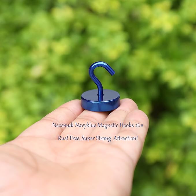 Neosmuk Magnetic Hooks, Cruise Ship Essentials, 80lb+ Heavy Duty Magnetic Hooks for Cruise Cabins, Refrigerator, Grill, Hanging, and Travel | Extra Strong Must-Haves Magnet Hook,Navyblue, 5 Pack