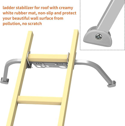 Aluminum Ladder Stabilizer, Heavy Duty Extended Ladder Accessories for Roof Gutter Guard Cleaning with Tool Tray, Ladder Stand-Off Wing Span with Non-Slip Rubber Bottom Pad