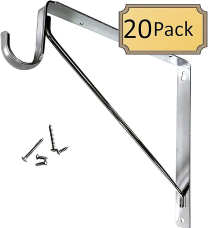 Welded HEAVY DUTY Closet Rod & Shelf Support Bracket | Chrome | 20 Pack