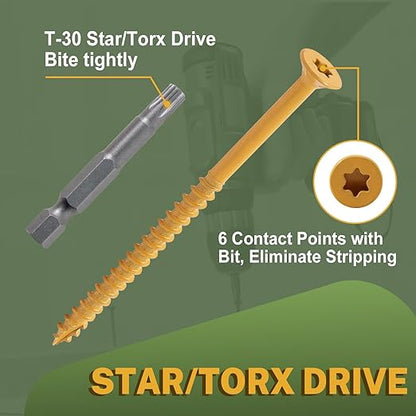 LIONMAX Deck Screws #14 x8 Inch, 100 PCS, Long Wood Screw, Rust Resistant, Exterior Epoxy Coated for Outdoor Decking, Torx/Star Drive Head, T30 Star Bit Included