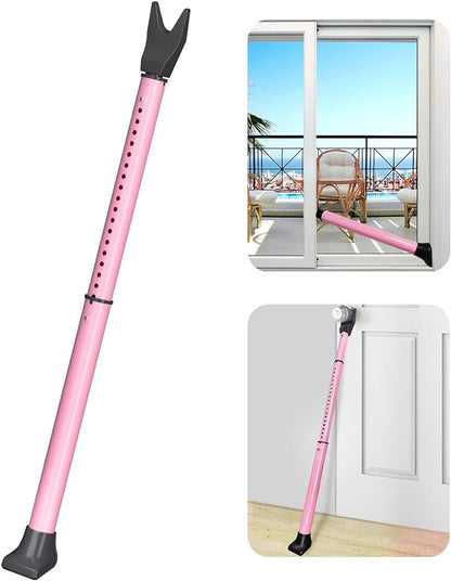 AceMining Upgraded Door Security Bar & Sliding Patio Bar, Heavy Duty Stoppers Adjustable Jammer for Home, Apartment, Travel (1 Pack,Pink)