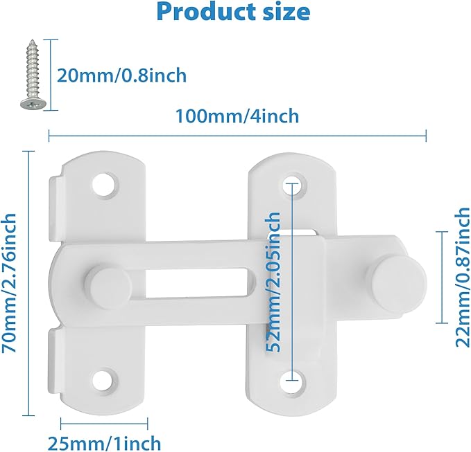 Alise 4 inch Flip Latch Gate Latches, Safety Door Lock for Barn Wood Fence Sliding French Doors,Heavy Duty SUS304 Stainless Steel Gate Hardware White Finish MS9500-W